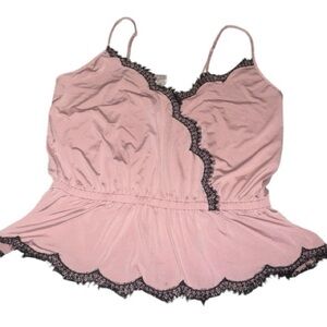 Adore Me Pink Chemise with Black Lace Trim